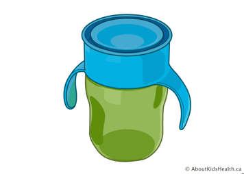 Green sippy cup with flat, round top instead of a spout