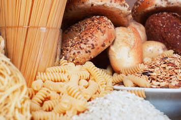 Breads, bagels, pasta, oats, rice