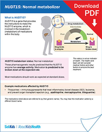 clickable thumbnail image to download handout on NUDT15 normal metabolizer