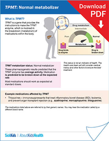 clickable thumbnail image to download handout on TPMT normal metabolizer