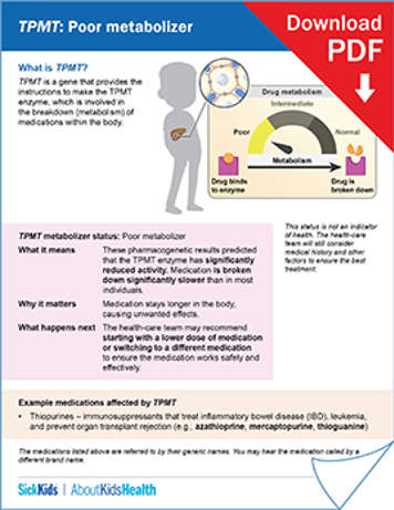 clickable thumbnail image to download handout on TPMT poor metabolizer