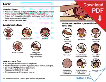 Clickable thumbnail of the fever at a glance handout