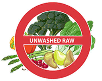 No unwashed raw fruits and vegetables