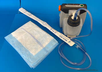 Suction catheter attached to the suction device