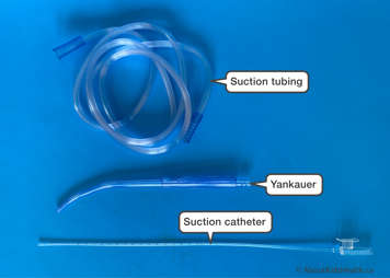 Suction tubing, a Yankauer and a suction catheter