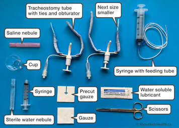 Image of emergency tracheostomy kit supplies for cuffed tube