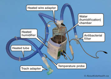 A heated humidifier, wires, tubes and circuits